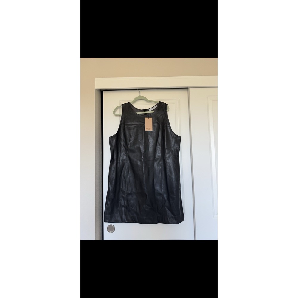 NWT MM LaFleur The Chloe Dress - Vegan Leather black Shift Dress Size 18 - Picture 4 of 5
